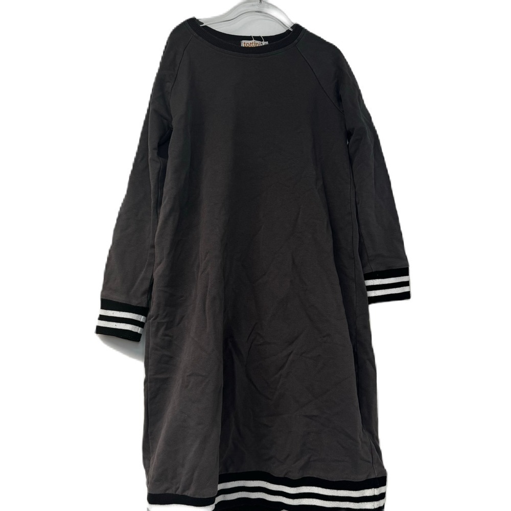 Tottini girls sz 12 gray racer stripe trim dress casual fun classic cozy cozy